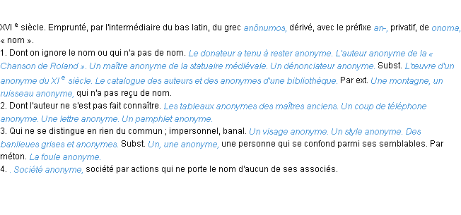 Définition anonyme ACAD 1986