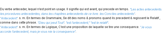 Définition antecedent ACAD 1694