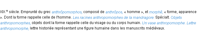 Définition anthropomorphe ACAD 1986