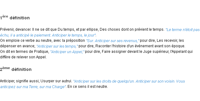 Définition anticiper ACAD 1798