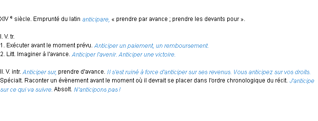 Définition anticiper ACAD 1986