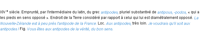 Définition antipode ACAD 1986