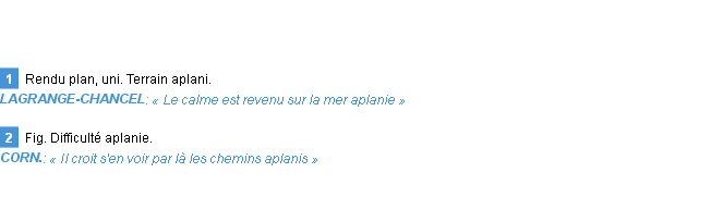 Définition aplani Emile Littré