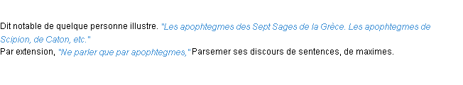 Définition apophtegme ACAD 1932