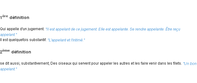 Définition appelant ACAD 1835