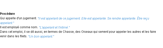 Définition appelant ACAD 1932