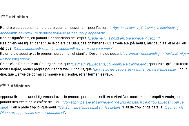 Définition appesantir ACAD 1798