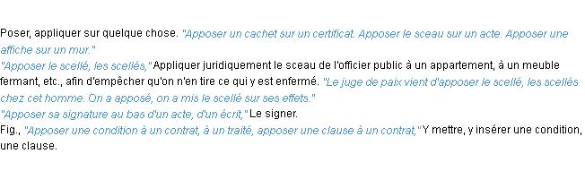 Définition apposer ACAD 1932