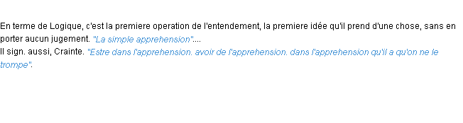 Définition apprehension ACAD 1694