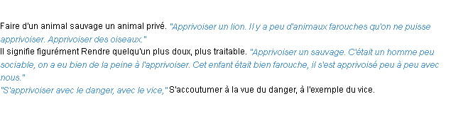 Définition apprivoiser ACAD 1932