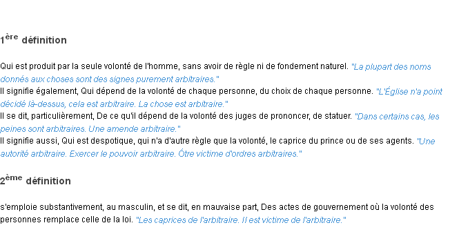 Définition arbitraire ACAD 1835