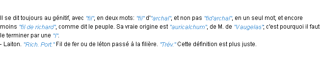 Définition archal JF.Feraud