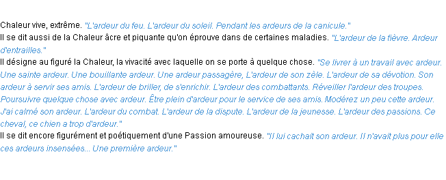 Définition ardeur ACAD 1932