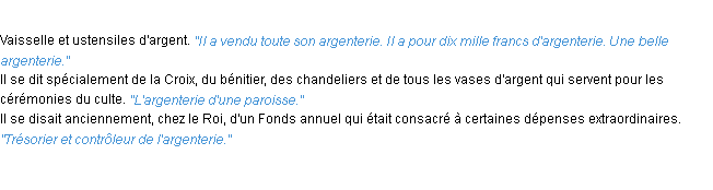 Définition argenterie ACAD 1932