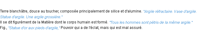 Définition argile ACAD 1932