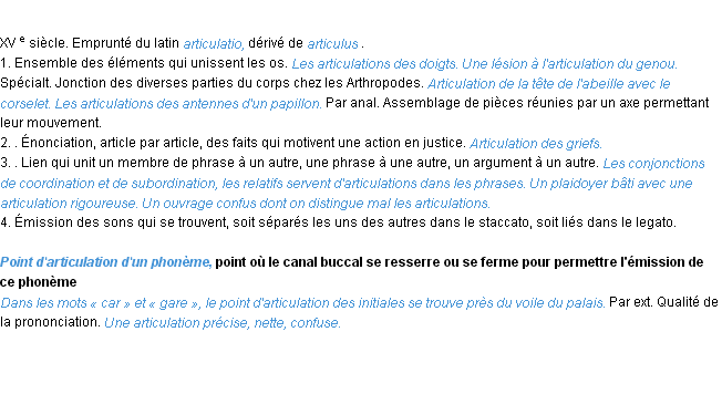 Définition articulation ACAD 1986