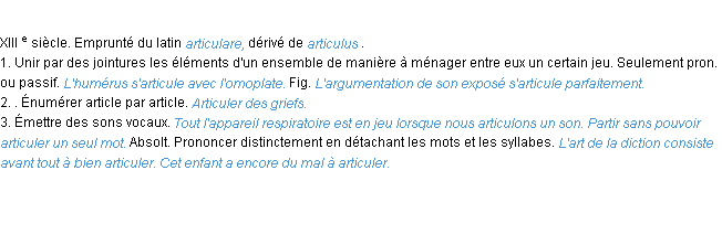 Définition articuler ACAD 1986
