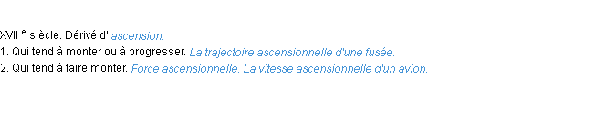 Définition ascensionnel ACAD 1986