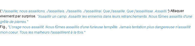 Définition assaillir ACAD 1932