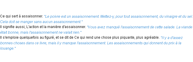 Définition assaisonnement ACAD 1835