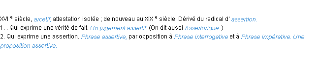 Définition assertif ACAD 1986