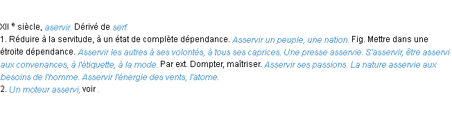 Définition asservir ACAD 1986