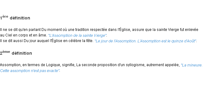 Définition assomption ACAD 1798