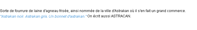 Définition astrakan ACAD 1932