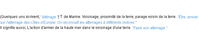 Définition atterrage ACAD 1835