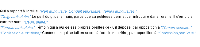 Définition auriculaire ACAD 1932