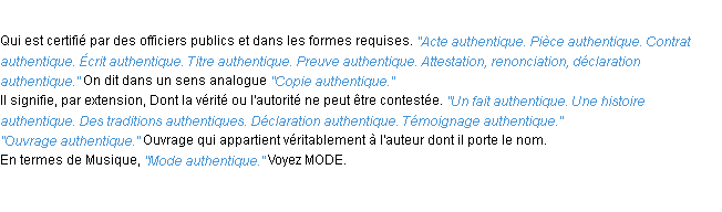 Définition authentique ACAD 1932