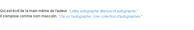 Définition autographe ACAD 1932