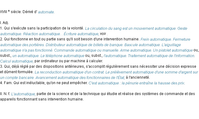 Définition automatique ACAD 1986