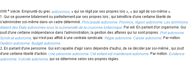 Définition autonome ACAD 1986