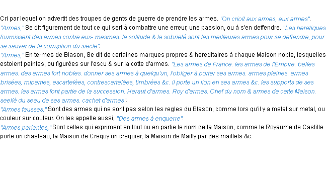 Définition aux armes ACAD 1694
