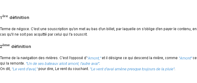 Définition aval ACAD 1798