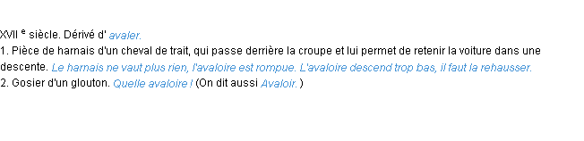 Définition avaloire ACAD 1986