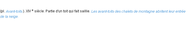 Définition avant-toit ACAD 1986