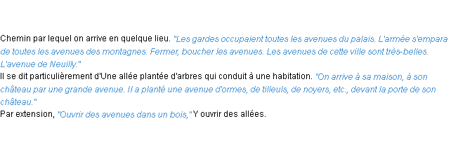 Définition avenue ACAD 1835