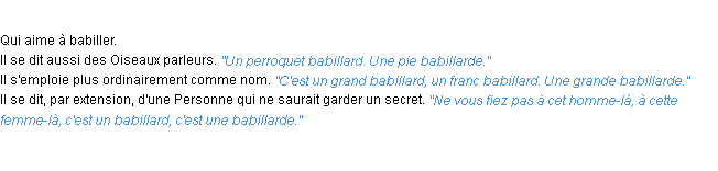 Définition babillard ACAD 1932