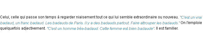 Définition badaud ACAD 1835