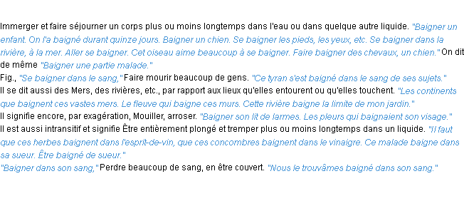 Définition baigner ACAD 1932