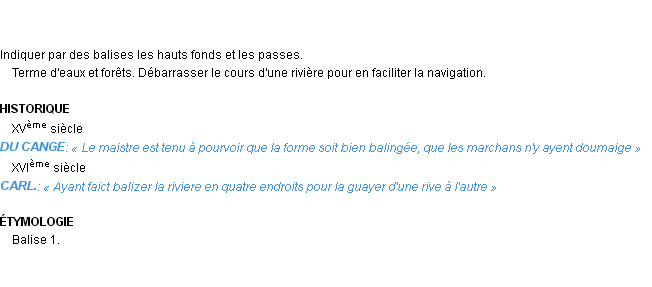 Définition baliser Emile Littré