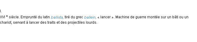 Définition baliste ACAD 1986