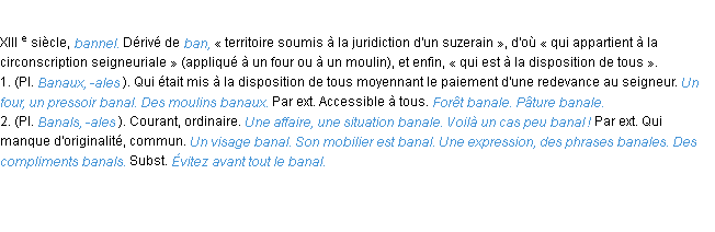 Définition banal ACAD 1986