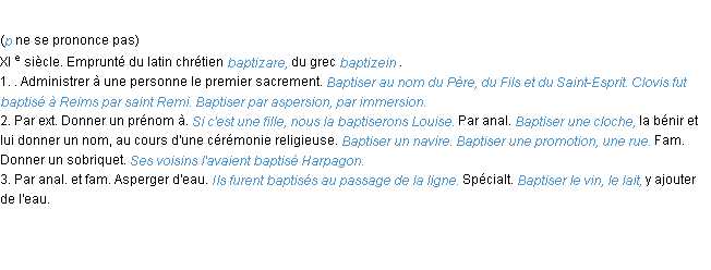 Définition baptiser ACAD 1986