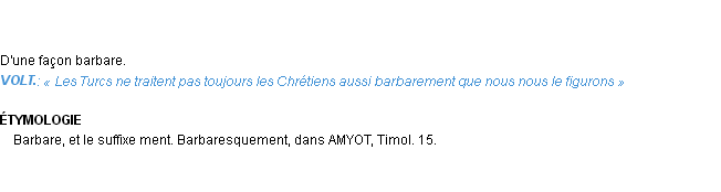 Définition barbarement Emile Littré
