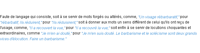 Définition barbarisme ACAD 1835