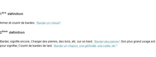 Définition barder ACAD 1798