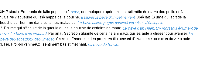 Définition bave ACAD 1986